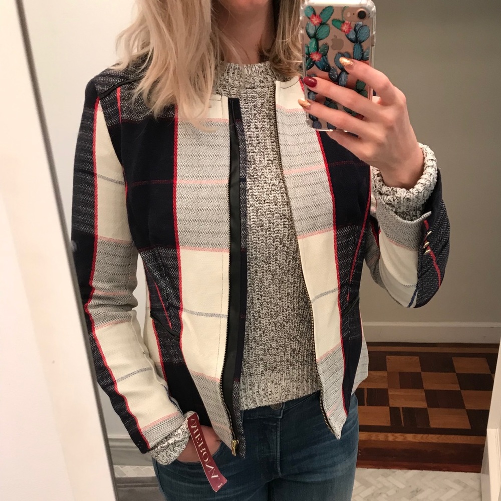 Target/ Merona plaid tailored zip up jacket